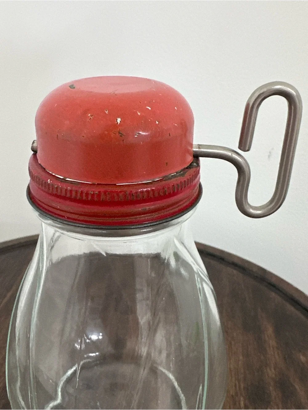 Vintage Federal Tool Corp Nut Chopper Red Metal Lid Grinder Glass Jar 1940s